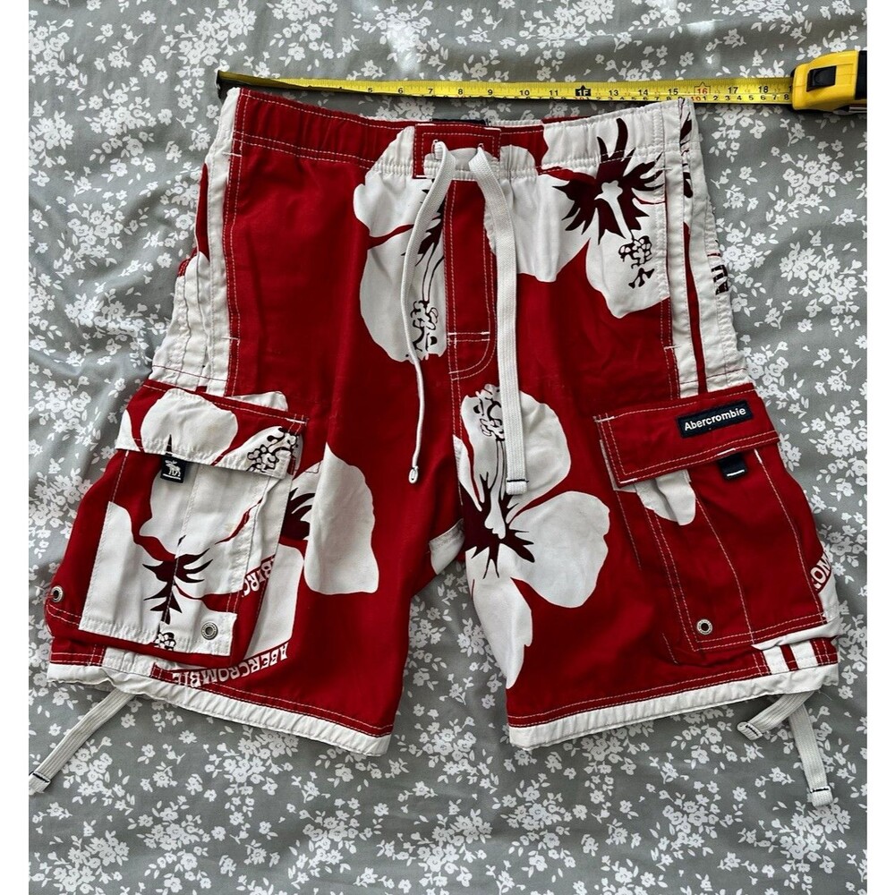 VTG Y2K Abercrombie & Fitch The Original Tugger Hibiscus Cargo Board Shorts L